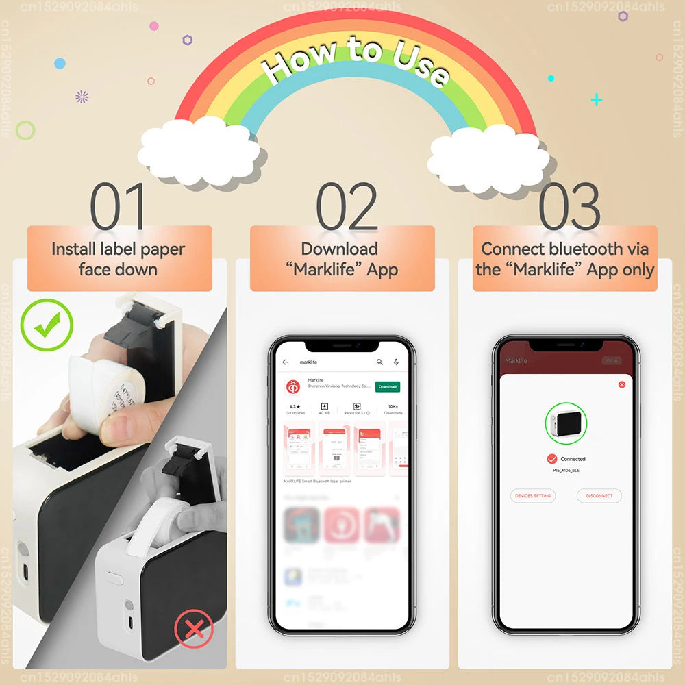 Pocket Label Printer P15 — Inkless Bluetooth Label Maker (iOS & Android)